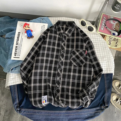 Meeste flanellist ruuduline särk pikkade varrukatega avara hip-hop Street Meeste vabaaja särgid Taskuga meeste pehme kleidi särk plusssuuruses Dropshipping