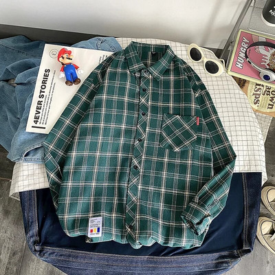 Meeste flanellist ruuduline särk pikkade varrukatega avara hip-hop Street Meeste vabaaja särgid Taskuga meeste pehme kleidi särk plusssuuruses Dropshipping