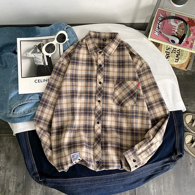 Meeste flanellist ruuduline särk pikkade varrukatega avara hip-hop Street Meeste vabaaja särgid Taskuga meeste pehme kleidi särk plusssuuruses Dropshipping