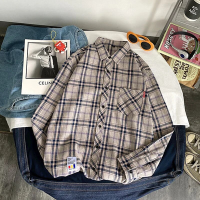 Meeste flanellist ruuduline särk pikkade varrukatega avara hip-hop Street Meeste vabaaja särgid Taskuga meeste pehme kleidi särk plusssuuruses Dropshipping