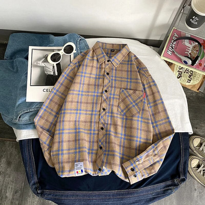 Meeste flanellist ruuduline särk pikkade varrukatega avara hip-hop Street Meeste vabaaja särgid Taskuga meeste pehme kleidi särk plusssuuruses Dropshipping