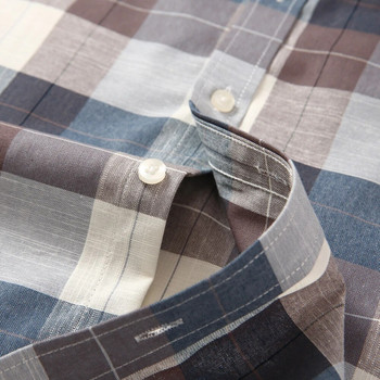 Мъжка оксфордска карирана ежедневна риза с дълъг ръкав, единичен джоб, удобна стандартна кройка, 100% памучни ризи с копчета