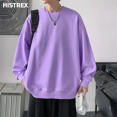 Višebojni pamučni sweatshirts muški, jesenski jednobojni pulover, korejska Harajuku Y2K ležerna ulična odjeća, ženske jednobojne majice, gornja odjeća za hip hop