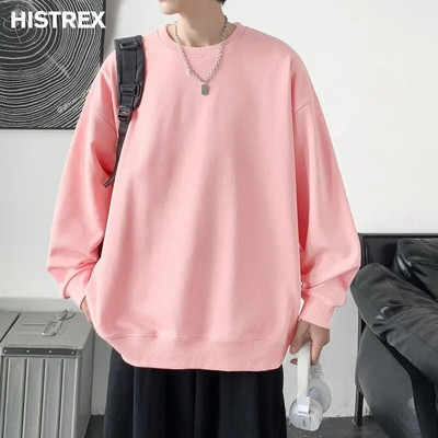 Višebojni pamučni sweatshirts muški, jesenski jednobojni pulover, korejska Harajuku Y2K ležerna ulična odjeća, ženske jednobojne majice, gornja odjeća za hip hop