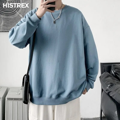 Višebojni pamučni sweatshirts muški, jesenski jednobojni pulover, korejska Harajuku Y2K ležerna ulična odjeća, ženske jednobojne majice, gornja odjeća za hip hop