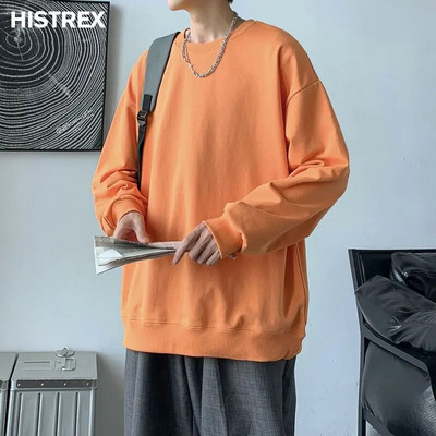 Višebojni pamučni sweatshirts muški, jesenski jednobojni pulover, korejska Harajuku Y2K ležerna ulična odjeća, ženske jednobojne majice, gornja odjeća za hip hop