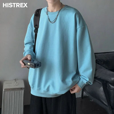 Višebojni pamučni sweatshirts muški, jesenski jednobojni pulover, korejska Harajuku Y2K ležerna ulična odjeća, ženske jednobojne majice, gornja odjeća za hip hop