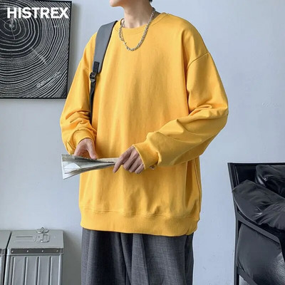 Višebojni pamučni sweatshirts muški, jesenski jednobojni pulover, korejska Harajuku Y2K ležerna ulična odjeća, ženske jednobojne majice, gornja odjeća za hip hop