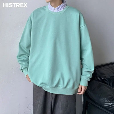 Višebojni pamučni sweatshirts muški, jesenski jednobojni pulover, korejska Harajuku Y2K ležerna ulična odjeća, ženske jednobojne majice, gornja odjeća za hip hop