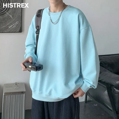 Višebojni pamučni sweatshirts muški, jesenski jednobojni pulover, korejska Harajuku Y2K ležerna ulična odjeća, ženske jednobojne majice, gornja odjeća za hip hop