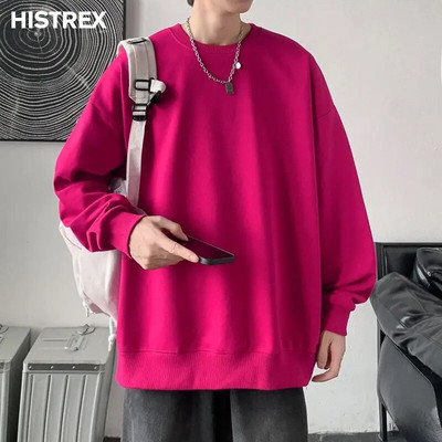 Višebojni pamučni sweatshirts muški, jesenski jednobojni pulover, korejska Harajuku Y2K ležerna ulična odjeća, ženske jednobojne majice, gornja odjeća za hip hop