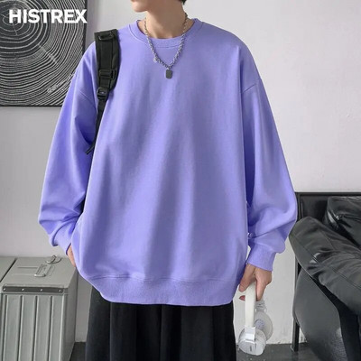 Višebojni pamučni sweatshirts muški, jesenski jednobojni pulover, korejska Harajuku Y2K ležerna ulična odjeća, ženske jednobojne majice, gornja odjeća za hip hop