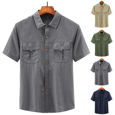 Мъжки ежедневни ризи и блузи Голяма риза за мъже Социална официална риза Горнища с къс ръкав General Cargo Риза Мъжко облекло 4xl