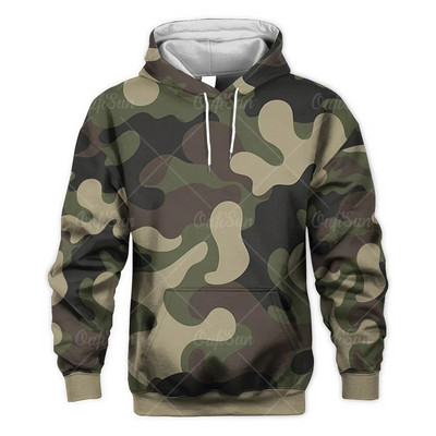 Ανδρικά υπερμεγέθη τρισδιάστατα καμουφλάζ casual φούτερ πουλόβερ μόδας εξωτερικού χώρου Μακριά μανίκια ρούχα Fall Street Ανδρικά αθλητικά στρατιωτικά ρούχα