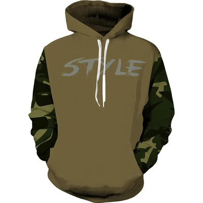 Ανδρικά υπερμεγέθη τρισδιάστατα καμουφλάζ casual φούτερ πουλόβερ μόδας εξωτερικού χώρου Μακριά μανίκια ρούχα Fall Street Ανδρικά αθλητικά στρατιωτικά ρούχα