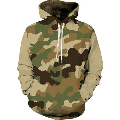 Ανδρικά υπερμεγέθη τρισδιάστατα καμουφλάζ casual φούτερ πουλόβερ μόδας εξωτερικού χώρου Μακριά μανίκια ρούχα Fall Street Ανδρικά αθλητικά στρατιωτικά ρούχα