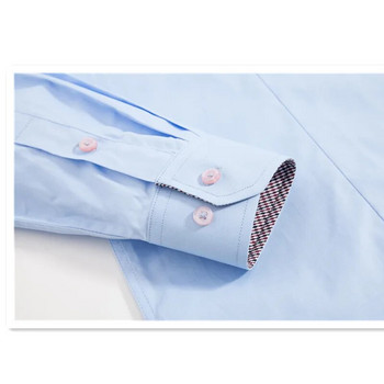 VISADA JAUNA 2019 Мъжка карирана риза Soild Color Business Мъжка модна ежедневна риза с дълъг ръкав с ревери Голям размер S-3XL TLH76