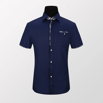 TFETTERS Лятна риза Мъжки рокли Ежедневни мъжки ризи с обърната яка и копчета с къси ръкави, памучен полиестерен джобен дизайн