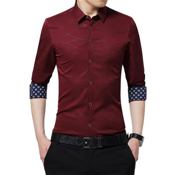 Ανδρικό πουκάμισο ανδρικό φόρεμα πολυτελείας μάρκας TFETTERS Ανδρικό πουκάμισο μακρυμάνικο πουκάμισο για πάρτι με γεωμετρική εκτύπωση Όμορφη μπλούζα για άντρες