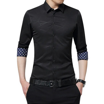 Ανδρικό πουκάμισο ανδρικό φόρεμα πολυτελείας μάρκας TFETTERS Ανδρικό πουκάμισο μακρυμάνικο πουκάμισο για πάρτι με γεωμετρική εκτύπωση Όμορφη μπλούζα για άντρες