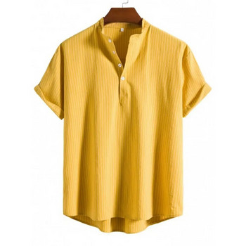 Καλοκαιρινά ριγέ πουκάμισα Ανδρικά πουκάμισα της Χαβάης Ριγέ γραφικά ρούχα κοντομάνικα μπλουζάκια Streetwear Oversized για άνδρες Henleys 2023