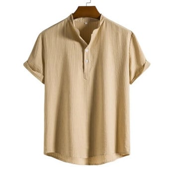 Καλοκαιρινά ριγέ πουκάμισα Ανδρικά πουκάμισα της Χαβάης Ριγέ γραφικά ρούχα κοντομάνικα μπλουζάκια Streetwear Oversized για άνδρες Henleys 2023
