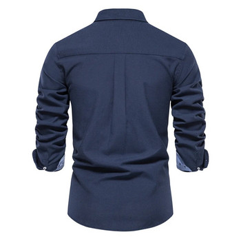 Нова есенна памучна мъжка оксфордска риза с дълги ръкави с отложна яка и копчета Социални бизнес ежедневни ризи за мъже Дизайнерски дрехи