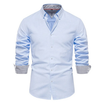 Νέο φθινοπωρινό βαμβακερό ανδρικό πουκάμισο Oxford με μακρυμάνικο γιακά πουκάμισο κοινωνικό επαγγελματικό καθημερινό πουκάμισο για άντρες Επώνυμα ρούχα