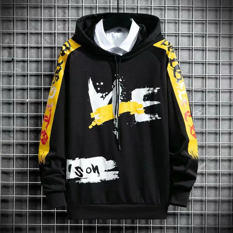 Vīriešu sporta krekli Korejiešu modes džemperi ar garām piedurknēm Harajuku ar kapuci Puloveri Streetwear Top rudens vīriešu apģērbi 2021. gada vintage kapuci vīriešiem