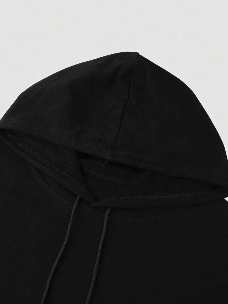 Muška majica s kapuljačom s o-izrezom i otisnutim krilima anđela, široka majica s kapuljačom, modna, osnovna svakodnevna udobna majica s kapuljačom, jesenska odjeća