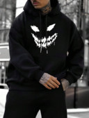 Jesenska ulična muška majica s kapuljačom s kapuljačom s grafičkim ispisom i džepom Puloveri s vučom od flisa Tople majice s kapuljačom Široka ležerna odjeća