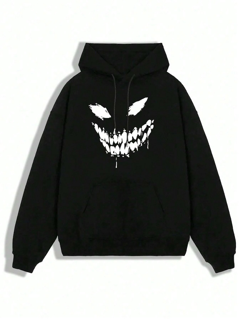 Jesenska ulična muška majica s kapuljačom s kapuljačom s grafičkim ispisom i džepom Puloveri s vučom od flisa Tople majice s kapuljačom Široka ležerna odjeća