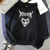 Hirmuäratav Devil Berserk Guts Print kapuutsiga meeste vabaaja tänavapullover, sügisene kaelusega dressipluus fliisist tasku soojad meheriided
