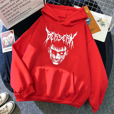 Hirmuäratav Devil Berserk Guts Print kapuutsiga meeste vabaaja tänavapullover, sügisene kaelusega dressipluus fliisist tasku soojad meheriided
