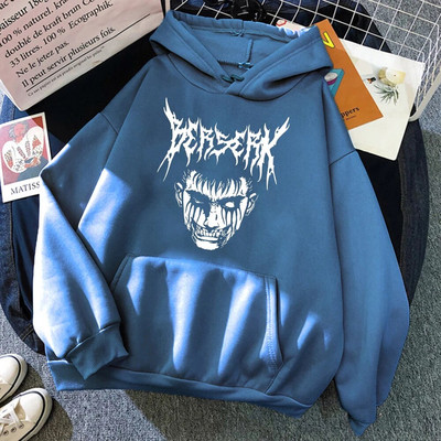 Hirmuäratav Devil Berserk Guts Print kapuutsiga meeste vabaaja tänavapullover, sügisene kaelusega dressipluus fliisist tasku soojad meheriided