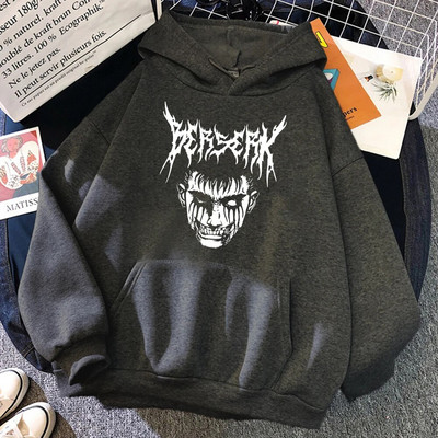 Hirmuäratav Devil Berserk Guts Print kapuutsiga meeste vabaaja tänavapullover, sügisene kaelusega dressipluus fliisist tasku soojad meheriided