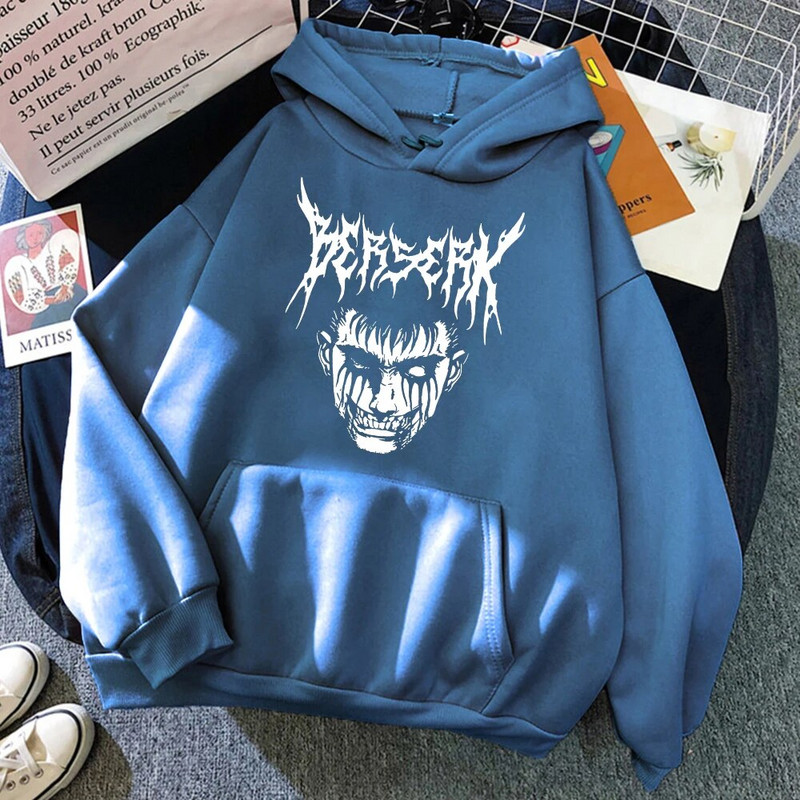 Hirmuäratav Devil Berserk Guts Print kapuutsiga meeste vabaaja tänavapullover, sügisene kaelusega dressipluus fliisist tasku soojad meheriided