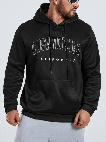Λος Άντζελες Καλιφόρνια Καλιφόρνια Art Word Ανδρικά ρούχα με μοντέρνα κουκούλα τσέπης Φθινοπωρινά χειμωνιάτικα ρούχα Άνετα Νέο ανδρικό πουλόβερ με κουκούλα