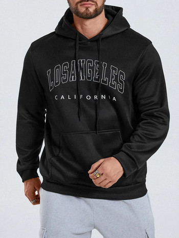 Λος Άντζελες Καλιφόρνια Καλιφόρνια Art Word Ανδρικά ρούχα με μοντέρνα κουκούλα τσέπης Φθινοπωρινά χειμωνιάτικα ρούχα Άνετα Νέο ανδρικό πουλόβερ με κουκούλα