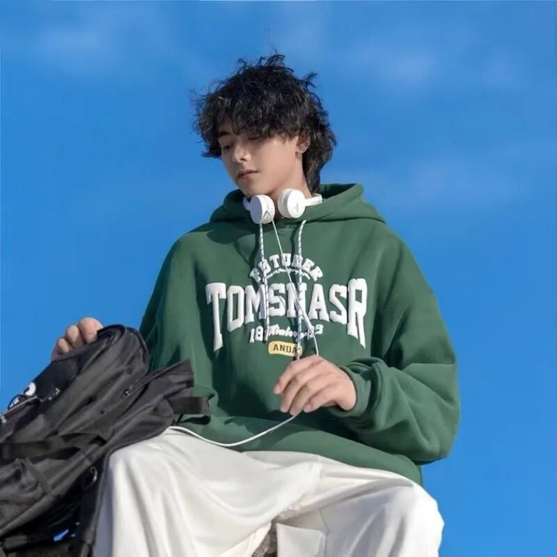 Ανδρικές φόρμες φθινοπωρινές φλις κουκούλες 2023 Ανδρικές φούτερ με κουκούλα High Street Μακρυμάνικο μπλουζάκια με φούτερ Y2K