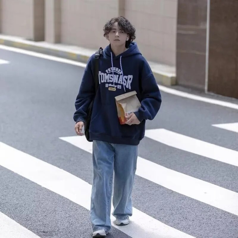 Ανδρικές φόρμες φθινοπωρινές φλις κουκούλες 2023 Ανδρικές φούτερ με κουκούλα High Street Μακρυμάνικο μπλουζάκια με φούτερ Y2K