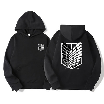 Attack on Titan Meeste kapuuts Anime Hoodid Mehed Naiste Tänavarõivad Pullover Harajuku Pusad Pusad Rõivad