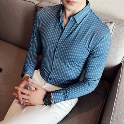 Muška košulja s dugim rukavima Svilena glatka i uska ležerna košulja s dugim rukavima Luksuzna košulja za društvene zabave