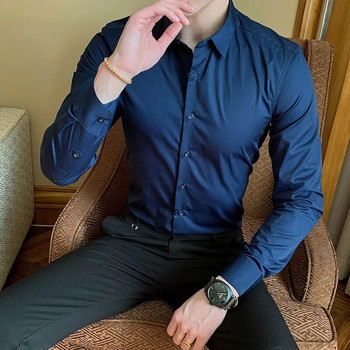 Ανδρικό πουκάμισο χωρίς ραφές υψηλής ελαστικότητας Βαμβακερό μακρυμάνικο πουκάμισο μασίφ ανδρικό επαγγελματικό κοινωνικό επαγγελματικό λευκό μαύρο πουκάμισο