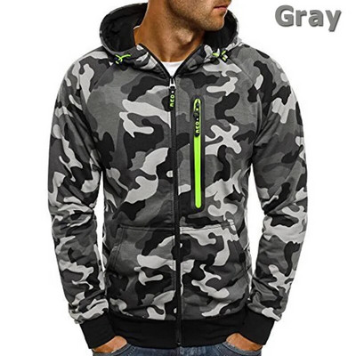 Rudens žiemos kamufliažiniai gobtuvai Vyriški megztiniai, 2021 m. Nauji ilgomis rankovėmis, užtrauktuku, megztiniai Vyriški plius dydžiai su gobtuvu.