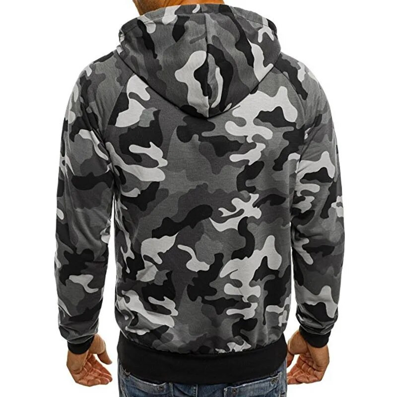 Rudens žiemos kamufliažiniai gobtuvai Vyriški megztiniai, 2021 m. Nauji ilgomis rankovėmis, užtrauktuku, megztiniai Vyriški plius dydžiai su gobtuvu.