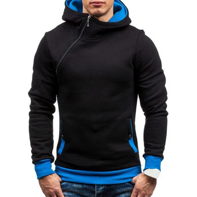 Izmērs XXXL Hoodie Vīriešu Jauns Diagonāls rāvējslēdzējs ar garām piedurknēm Hoodies Džemperi Vīriešu Ikdienišķs Tīrs Hoody Pulovers Streetwear Džemperis