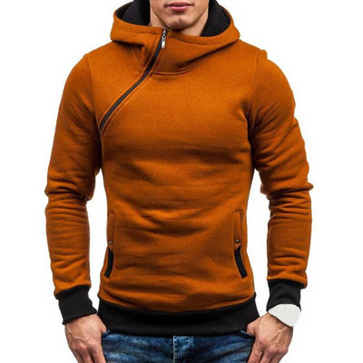 Izmērs XXXL Hoodie Vīriešu Jauns Diagonāls rāvējslēdzējs ar garām piedurknēm Hoodies Džemperi Vīriešu Ikdienišķs Tīrs Hoody Pulovers Streetwear Džemperis