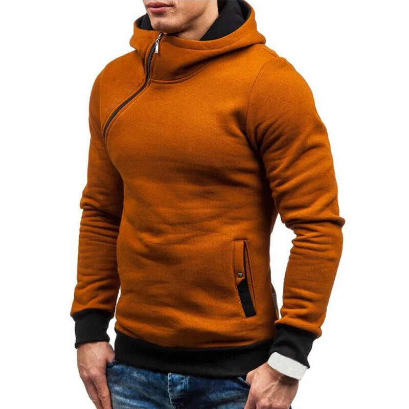 Izmērs XXXL Hoodie Vīriešu Jauns Diagonāls rāvējslēdzējs ar garām piedurknēm Hoodies Džemperi Vīriešu Ikdienišķs Tīrs Hoody Pulovers Streetwear Džemperis