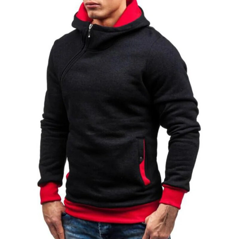 Izmērs XXXL Hoodie Vīriešu Jauns Diagonāls rāvējslēdzējs ar garām piedurknēm Hoodies Džemperi Vīriešu Ikdienišķs Tīrs Hoody Pulovers Streetwear Džemperis